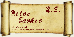 Miloš Savkić vizit kartica